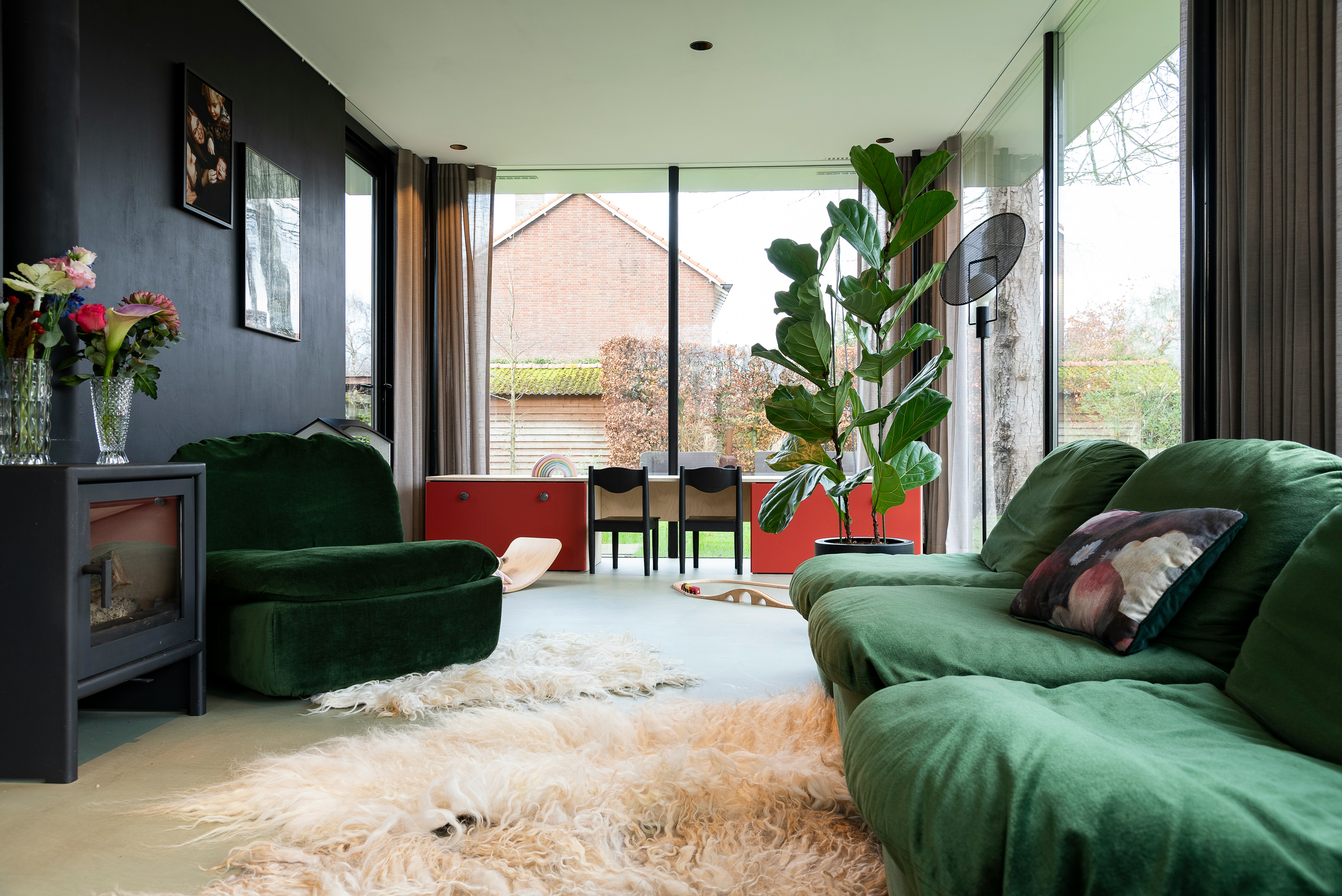sectional sofa near coffee table and window